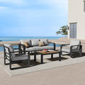 Oasbira Aluminum Outdoor Patio Furniture Set, 4 Piece Oversized Patio Conversation Sets Widened Armrest & Ultra-Thick Cushions, Heavy Duty Modern Sectional Furniture for Backyard, Porch, Gray