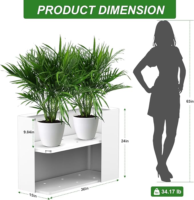 Metal Rectangular Planter Box 36" L x 15" W x 24" H,Rectangular Tall Planters for Outdoor Plants with Removable Insert Shelves & 4 Drainage Holes for Patio, Yard & Porch