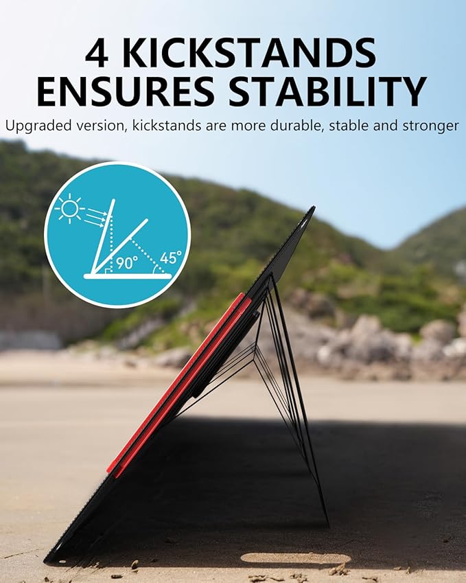 ELECAENTA 200W Portable Solar Panel for Power Station, 25% High Efficiency, Ultra Light with Kickstands, 20V/10A Foldable ETFE Solar Charger for Camping RV Trip Outdoor Home Backup Off Grid