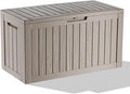 Vixzen 90 Gallon Resin Deck Box, Lockable Outdoor Storage Box for Patio Cushions Storage Furniture,Garden Tools, Pool Supplies, Weatherproof and UV Resistant-Grey