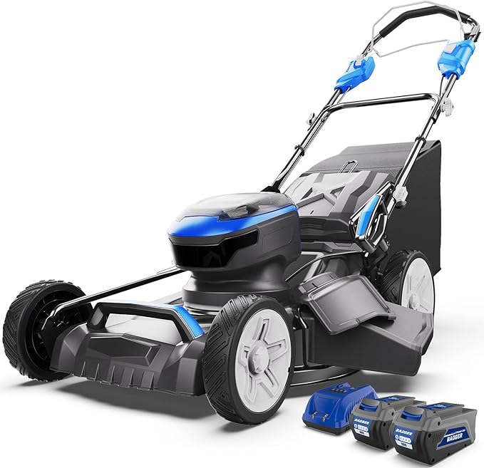 Wild Badger Power 40V 21″ Cordless Lawn Mower Brushless, 6,458 sq ft/0.148 ac, 2×4.0Ah Batteries & Fast Charger, 7-Position Heights,for Medium-to-Large Lawns