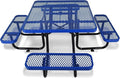 Rueekfil 46" Thermoplastic Picnic Table with Umbrella Hole up to 1.5", Heavy Duty Commercial Picnic Table for Outdoor, Family & Party Ready for School Camping, Square, Blue