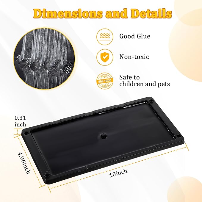 Qualirey 48 Pack Glue Traps for Rats and Snakes, Larger and Heavy Duty Baited Sticky Traps with Non Toxic Glue, Exterminator Plastic Mouse Indoor Board, Ready to Use, Safe to Children and Pets (Black)