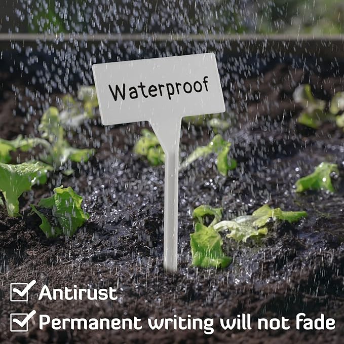 28 Pack Outdoor Plant Label, Large Waterproof Plastic Plant T-Type Tags, Durable Nursery Garden Markers, Perfect for Herbs, Flowers, Vegetable (Height 11.8'')