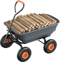 VINGLI Wheelbarrow, Plastic and Steel Wheel Barrel, Garden Cart for Lawn, Gardening, Construction (Gray)