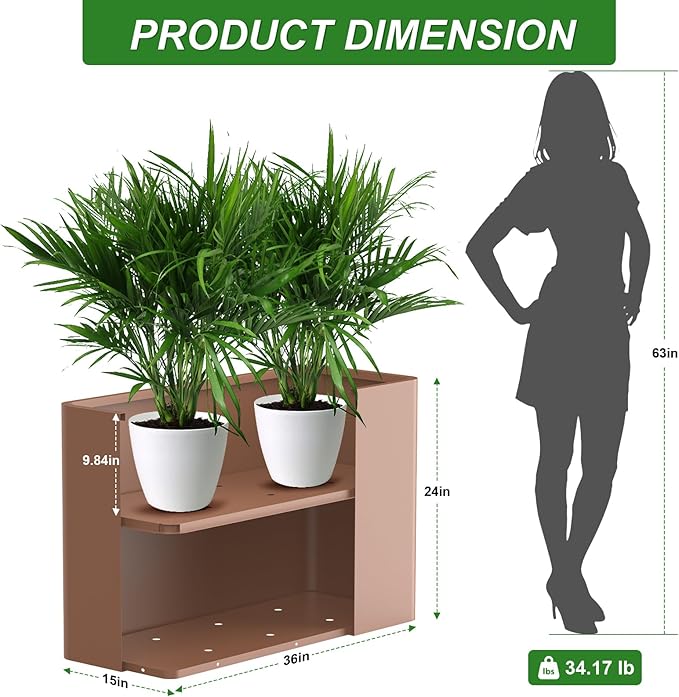 Large Metal Planter Box 36”x 15”x 24”,Heavy Duty Rectangular Tall Metal Planter Box with Drainage Holes for Outdoor Garden Patio