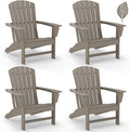 GREENVINES Adirondack Chairs Set of 4 | Wood Grain HDPE Plastic | Oversized Fire Pit Chair | All Weather | Desert Brown | Poly Lumber | for Outdoor Deck Backyard Patio Garden