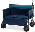 Portal 3-in-1 500lbs Utility Wagon Turn to Bench Seat,Wagon with Love-Seat for 2 Adults,Foldable Beach Wagon Chair with Adjustable Handle &Wheels Brake, Suitable for Groceries, Beach, Sports, Camping