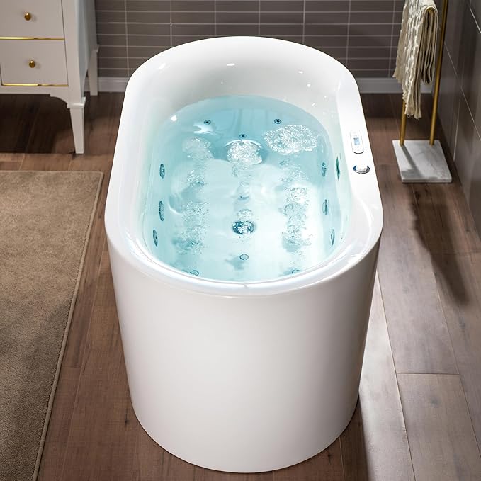 WOODBRIDGE 72" x 35-3/8" Whirlpool and Air Bath Heated Soaking Combination Tub with Adjustable Speed Air Blower and Display Control Panel,BJ-600
