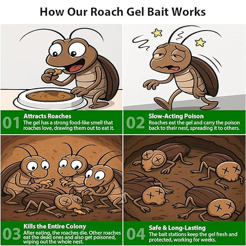 16 Pack Roach Killer Indoor Infestation Roaches Gel Bait Stations, Powerful Cockroach Killer Indoor Home for Roach Infestation, Long-Lasting & Effective Cockroach Gel Bait, Easy to Use