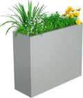 Metal Planter, 30L x 10W x 24H, Heavy Duty Tall Planters for Outdoor Plants, Planters with Removable Insert Shelf, Large Planters with Drainage Holes for Porch, Patio and Yard, Grey