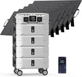 IEE SP5000 10240Wh Solar Power Station, 5000W(9000 Peak) AC Output, 120V/240V Split Phase LFP Battery with 5x100W Solar Panels, 1.6h Fast Charge Portable Power Generator for Home Backup, Emergency, RV
