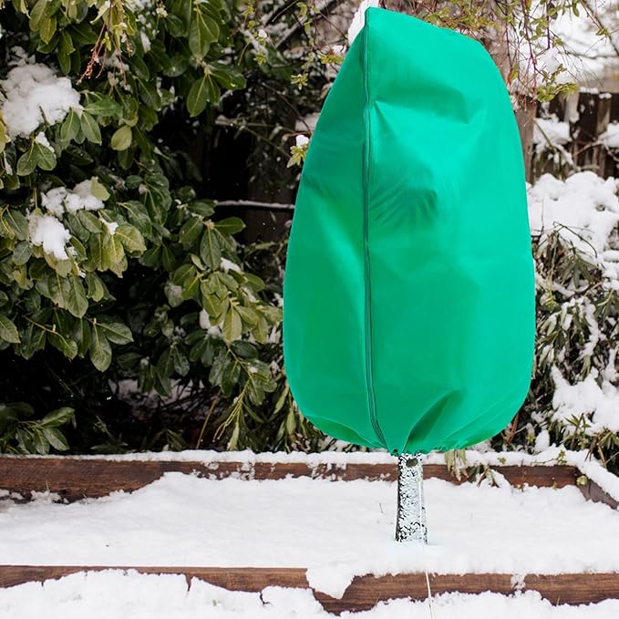Homimp Plant Covers Freeze Protection, 4 Pack Frost Covers with Zipper Drawstring (31.5" x 47.3") Plant Protection Cover Bags for Outdoor Winter Frost Cold Weather Shrubs Trees Jacket Covers(Green)