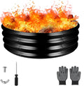 36 Inch Round Galvanized Fire Pit Ring, Round Galvanized Fire Ring, 3 Feet Diameter Round fire Pit, Outdoor fire Pit for Backyard, Camping, Bonfire, Black