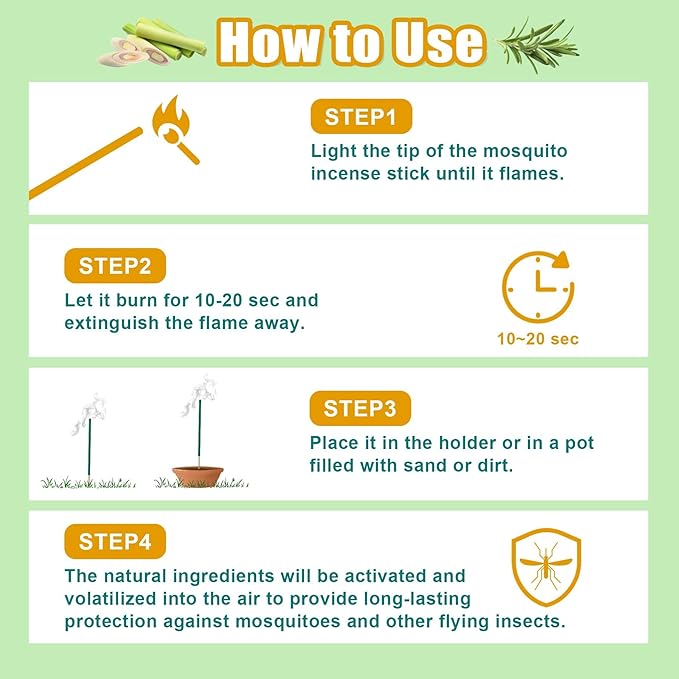 90 Pcs Natural Mosquito Repellent Outdoor Patio, Citronella Oil Mosquito Incense Sticks Plant-Based Bug Repellent for Patio Camping Fishing Backyard Travel Mosquito Control