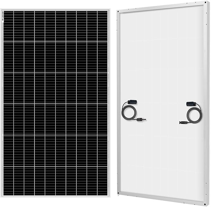 DOKIO 200W Monocrystalline Solar Panel 12V, 12BB Half-Cell High Efficiency Glass Module with Aluminum Frame, MC4 Connector, Pre-Drilled Holes for RV, Roof, Off-Grid Power