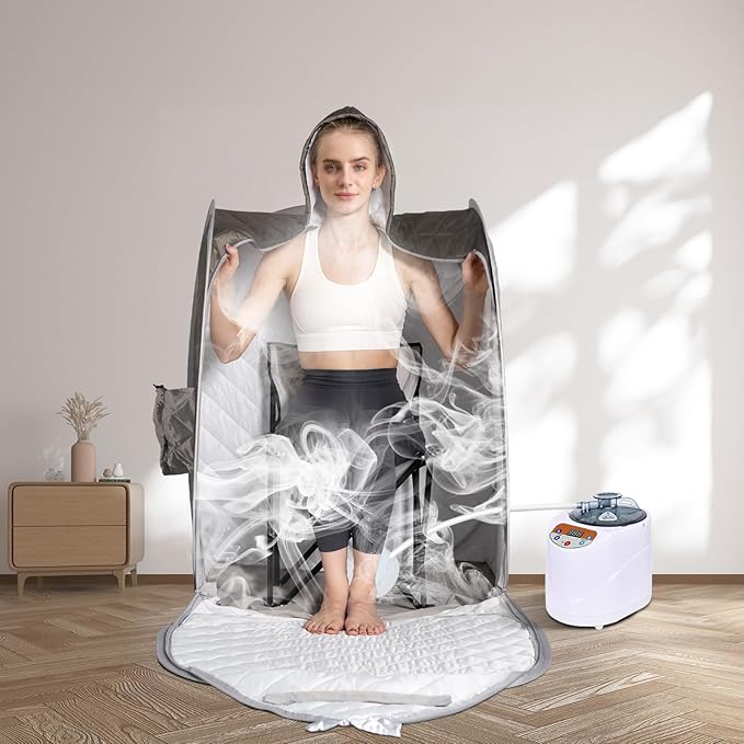 ZONEMEL Portable Steam Sauna, Full Body Home Sauna Spa, 1 Person or 2 Person Share Saunas, 3L Steam Generator with Remote Control (Black, L 33.5”x W 32.3”x H 41.7”)