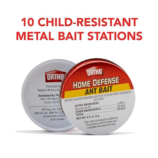 Ortho Home Defense Ant Bait Traps, Outdoor & Indoor Ant Killer, 10 Metal Stations with 4 Food-Based Attractants, Child-Resistant Design, Formulated with Abamectin B1, Ready-to-Use Bait Station