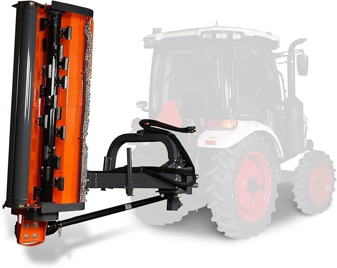 78" Heavy Duty PTO Drive 3 Point Offset Ditch Bank Verge Flail Mower for 80-110HP CAT 2 Tractor, 122'' Offset Distance,55°/90° Rotation Angle, 18 Hammers, Model VBM78