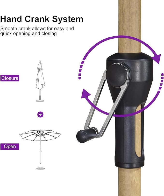 PURPLE LEAF 10 Feet Patio Umbrella with Base Outdoor Umbrella Round Market Umbrella for Table with Push Button Tilt & Crank and 8 Ribs Aluminum Pool Umbrella for Beach Patio, Taupe
