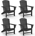 GREENVINES Adirondack Chairs Set of 4 | HDPE Plastic | Oversized Fire Pit Chair | All Weather | Black | Poly Lumber | for Outdoor Deck Backyard Patio Garden