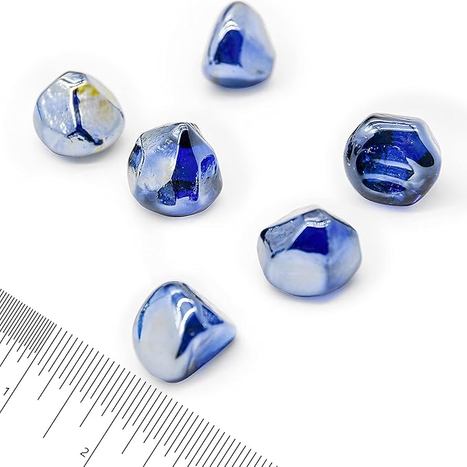 GasSaf 10-Pound 1 inch Diamonds Fire Glass for Gas or Propane Fire Pit Fireplace & Landscaping (Cobalt Blue Luster)
