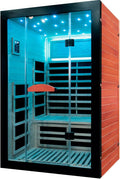 2 Person Sauna Room Far Infrared for Sauna Home Indoor 2000W/110V Low-EMF Wood Okoume Dry Sauna with Air Hole, Full Starry Sky Lights in 7 Color Remedies, Control Panel, Speaker - 47.3*41.3*74.8 IN