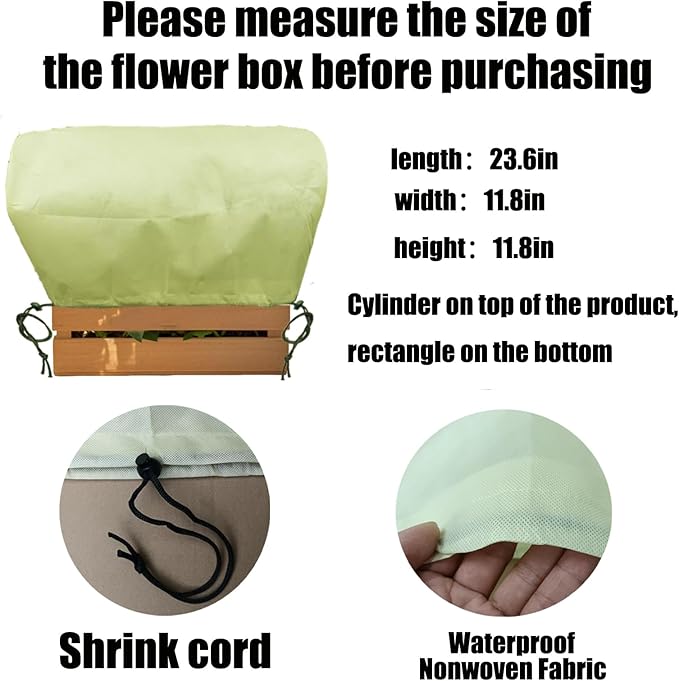EJW 3 Piece Freeze Protection for Plants, (23.8'' x 11.8'' x 11.8'') Frost Cloth for Plants，Plant Protectors for Winter，Frost Blankets for Plants， Used for Flower pots, Flower Boxes, Small Plants
