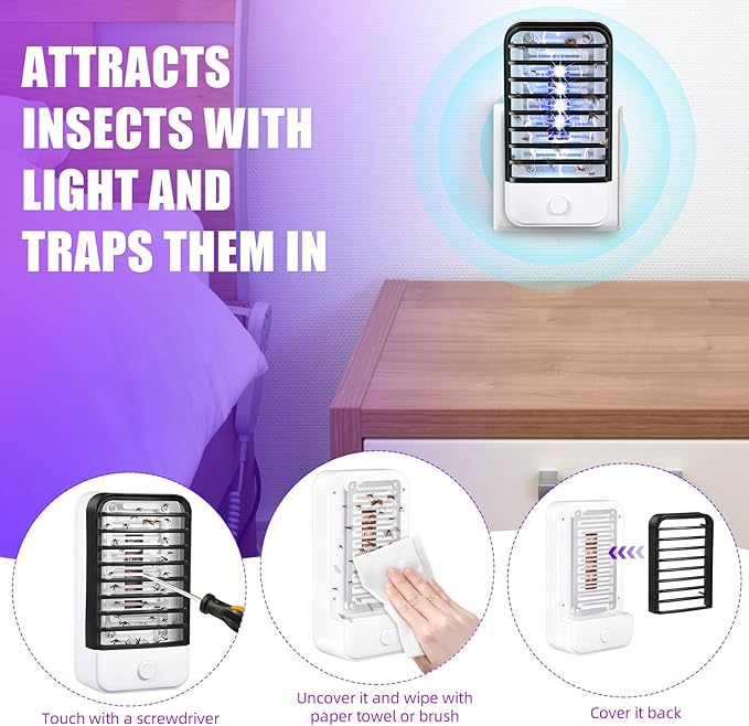 6 Pack Plug in Bug Zapper Indoor Flying Insect Trap, Electronic Mosquito Zapper Ultimate Fly Zappers Gnat Traps Lamp for Bug Insect for Home, Kitchen, Bedroom, Living Room,Office, Black ﻿