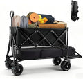 400L Large Capacity Double Decker Folding Wagon, Foldable 450lbs Heavy Duty Beach Cart with All-Terrain Big Wheels,Utility Carts Foldable for Beach, Sports,Outdoor,Shoping