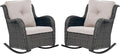 Patio Rocking Chairs Set of 2, Wicker Outdoor Rocking Chairs, Outdoor Gliders Patio Rockers for Porch, Deck, Yard, Sunroom, Garden, Brown Wicker/Beige Cushion