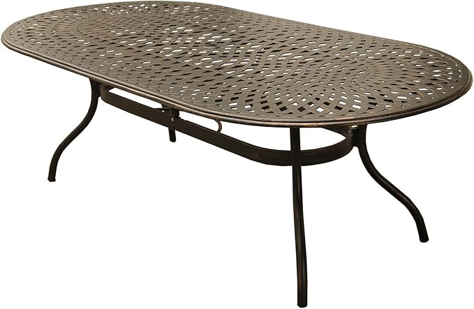 Oakland Living Rose Contemporary Modern and Ornate Mesh Lattice 95 inch Bronze Oval Ten Chairs Outdoor Aluminum Patio Dining Set, Large