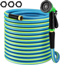 Heavy Duty Garden Hose 5/8" 100FT: Flexible Rubber Water Hose with 10 Function Sprayer - Leakproof Hose Male to Female Fittings - Durable Hose for Yard, Lawn, Car Wash, Outdoor, Green