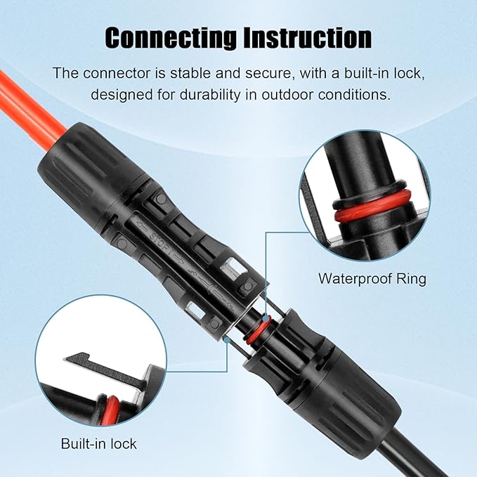 8 AWG Solar Extension Cable 3FT Black + 3FT Red, 8 Gauge Solar Panel Wire Male to Female Tinned Copper Wire for Solar Panel, Automotive, RV, Boat, Outdoors