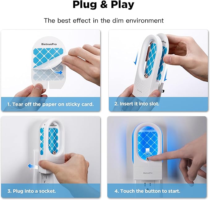 Fly Trap Refill Cartridges BietrunPro, 10 Pack, Indoor Plug-in Fly Trap Refill Pack of Glue Cards Replacement, Sticky Refillable Glue Boards, Indoor Fly Traps Refill Kit(for FCZZ-01)