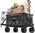 Whitsunday Collapsible Folding Wagon with Tailgate, Heavy Duty Utility Beach Wagons with All-Terrain Wheels for Camping,Garden,Sports Black