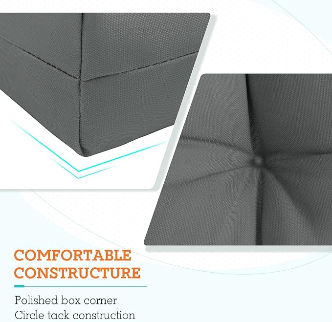 EAGLE PEAK Tufted Outdoor/Indoor High Back Patio Chair Cushions, Set of 2, 46'' x 22'', Gray