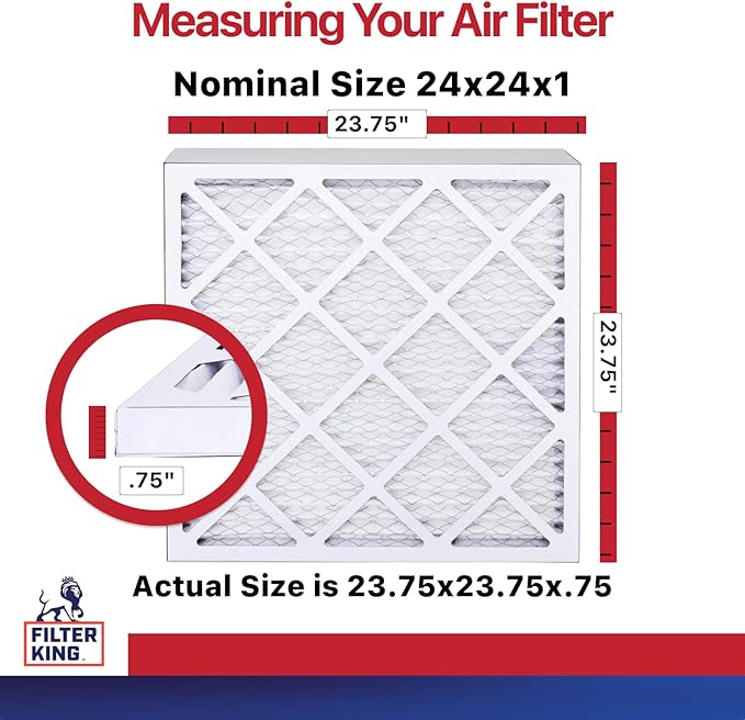 Filter King 24x24x1 Air Filter | 12-PACK | MERV 11 HVAC Pleated A/C Furnace Filters | MADE IN USA | Actual Size: 23.75 x 23.75 x .75"