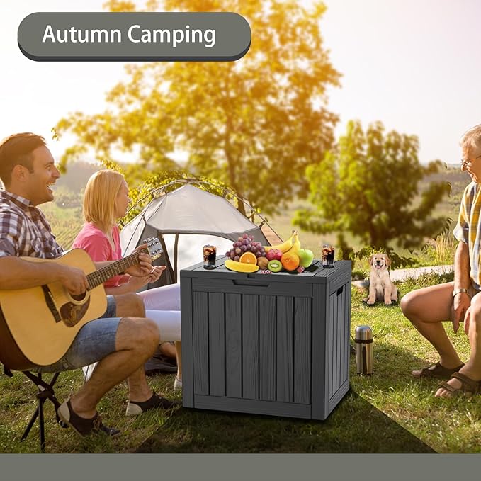 150 Gallon Deck Box, Resin Outdoor Indoor Waterproof Storage Box, Lockable Storage Box With Handle for Patio Furniture - Garden Tools - Swimming Pool Tools UV-Resistant, Black