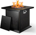 Ciays 28" Propane Fire Pit Table with 50,000 BTU Output, Outdoor Gas Fire Pit Table CSA-Certified for Outside Patio with Glass Rocks and Removable Lid, Add Warmth and Ambience to Parties, Garden