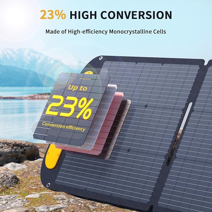 VTOMAN VS220 Pro Portable Solar Panel 220W 48V, 23% Efficiency Foldable Solar Panel w/ IP67 Waterproof & MC-4 Anderson XT60 DC5521 Adapters & Adjustable Kickstands, Off-Grid Power for Home & Camping