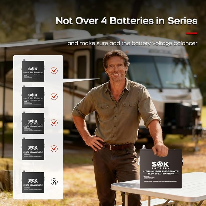 SOK Battery 12V 206Ah LiFePO4 Lithium Battery Deep Cycle Lithium Iron Phosphate Battery with Low-Temp Protection & Built-in Heater Suitable for RV and Solar & Wind Off-Grid Use