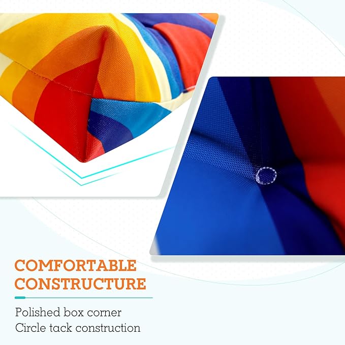 EAGLE PEAK Tufted Outdoor/Indoor High Back Patio Chair Cushions, Set of 2, 46'' x 22'', Swirl