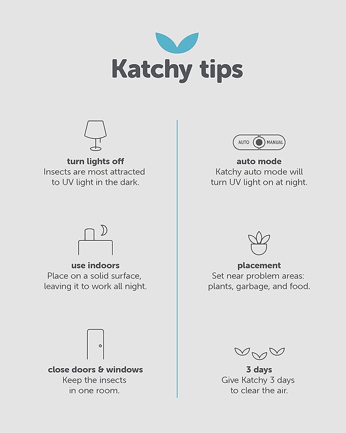 Katchy Duo Glue Board Refills (8 Pack) – Catcher & Killer for Mosquito, Gnat, Moth & Fruit Fly – Indoor Flying Insect Trap Glue Board Refills – Non-Zapper Traps for Buzz-Free Home