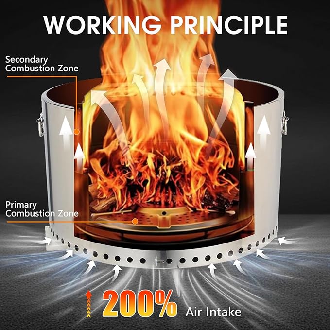 27" Smokeless Fire Pit, Wood Burning Camping Stove with Removable Stand & Ash Pan, Portable Outdoor Bonfire Fire Pit, Stylish Practical Solo Stoves for Camping Backyard Patio Beach