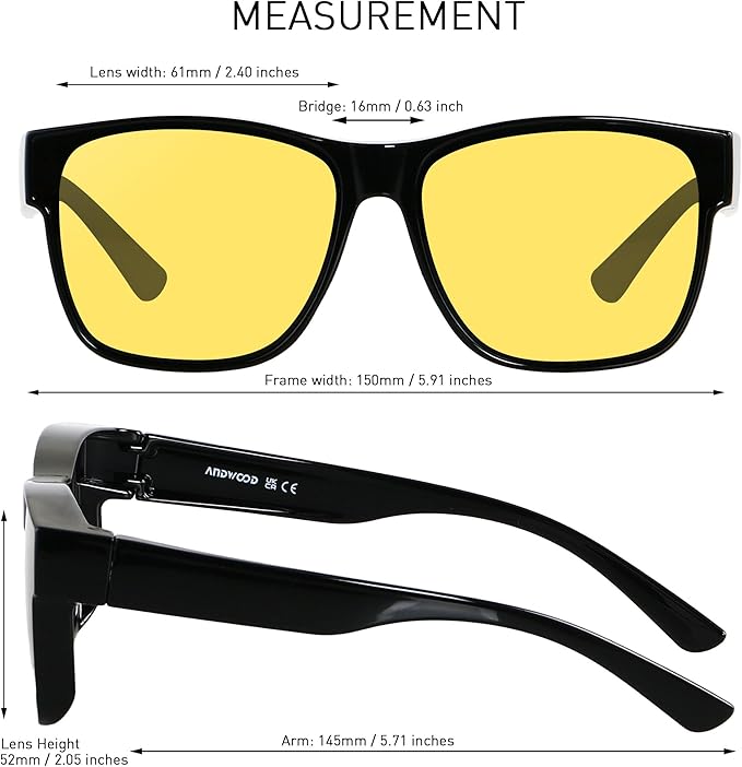 ANDWOOD Fit Over Glasses Polarized Sunglasses for Women Men Oversized Square Shades UV400 Protection