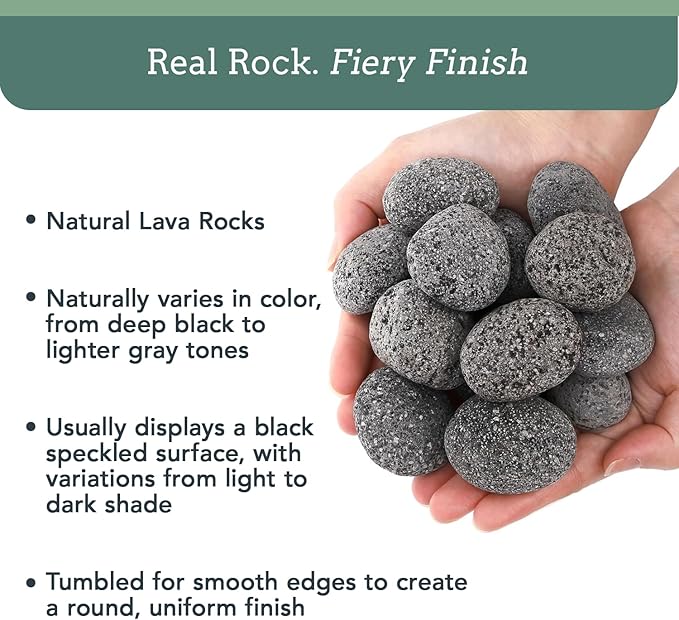 Black Lava Rocks for Fire Pit - 2 to 3 inch - 10 lbs - Gas Fireplace Rocks - Decorative Lava Stone for Indoor & Outdoor Gas Fireplace