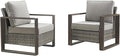 Rilyson Wicker Outdoor Patio Chairs Set of 2, Rattan Patio Furniture Chairs with Sturdy Frame,All-Weather PE Wicker,Wide Armrest,Deep Seating and Thick Cushions for Deck Porch Garden(Mixed Grey/Grey)