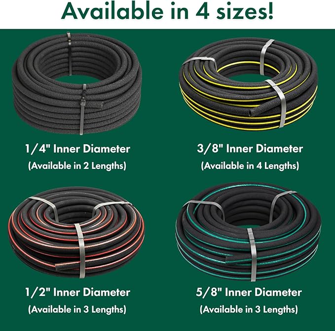 Eaton Brothers Bulk Soaker Hose 1/2-Inch Diameter x 100 ft – Recycled Rubber Garden Hose with No Ends – Durable and Efficient Soaker Hose for Lawns, Plants, Raised Beds, and Landscaping