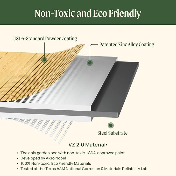Vego garden Woodgrain Series Raised Garden Bed, 16'' Tall 2' x 8' Wooden-Look Metal Planter Box Outdoor for Gardening Vegetables, Flowers, Herbs